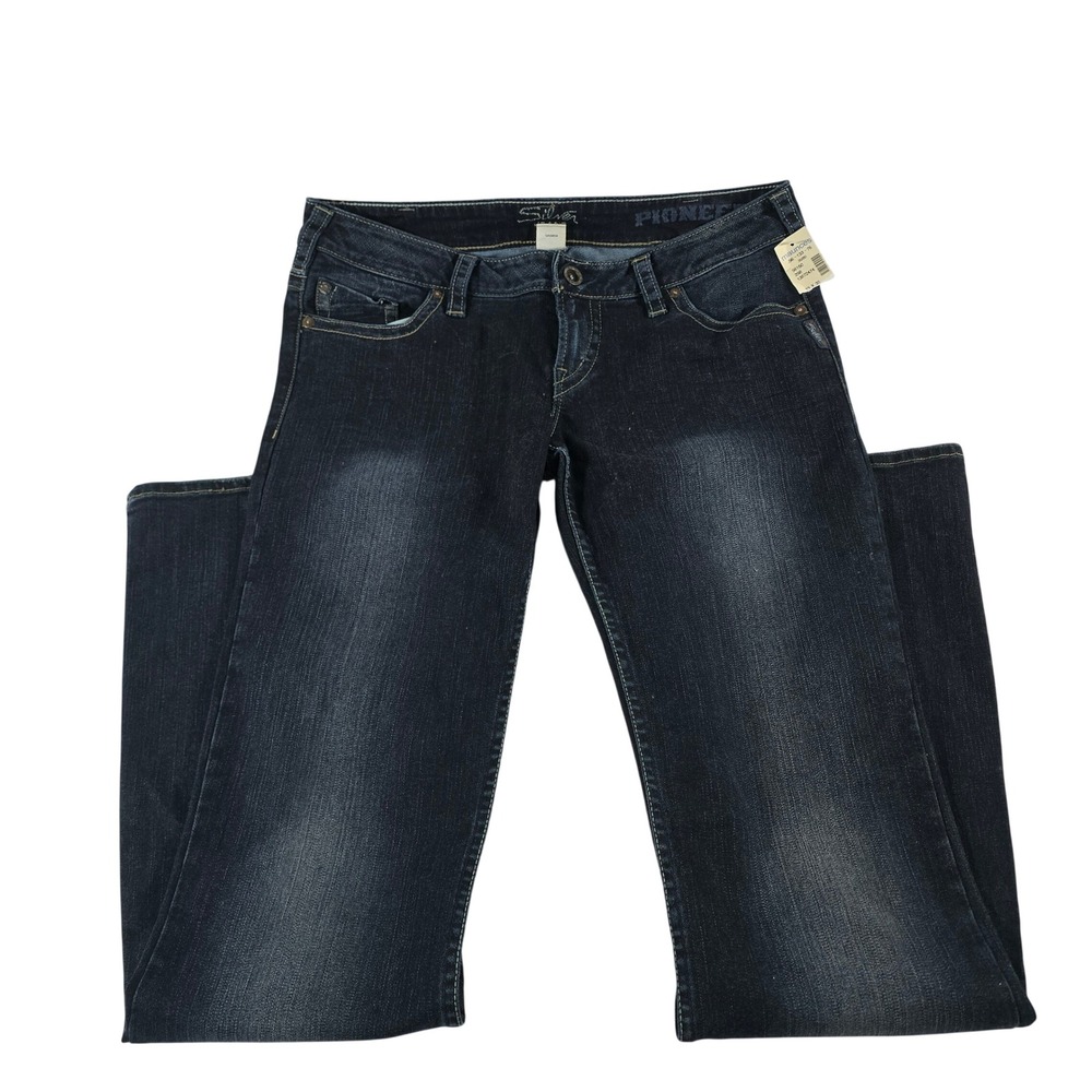 NWT Silver Jeans Pioneer Bootcut Dark Wash Denim L1779SAD375 Womens 33x35 NEW